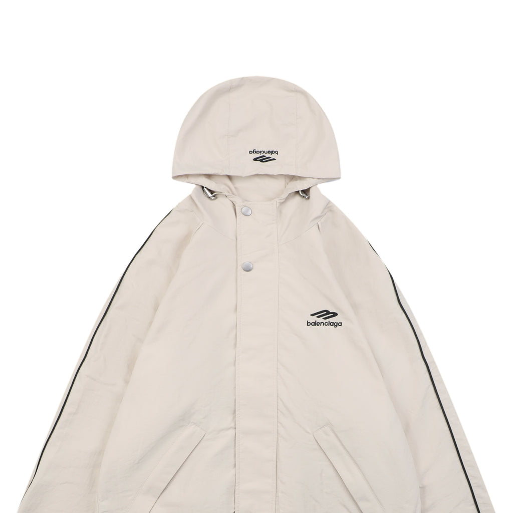 Balenciaga Khaki Right-Chest 3B Logo Embroidered Hooded Jacket