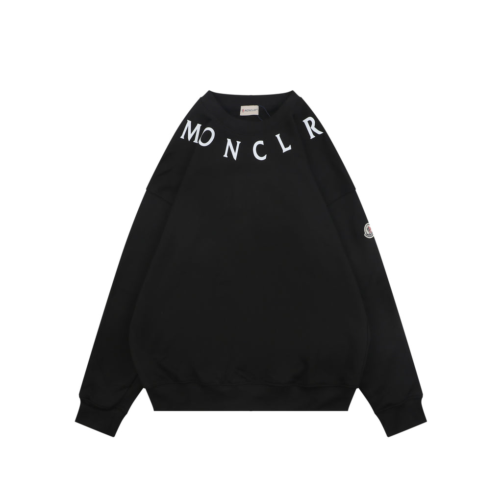 Moncler Black Neckline Lettering Print Crewneck Sweatshirt