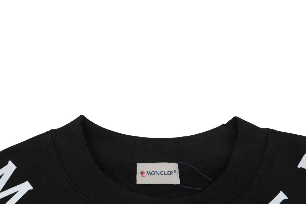 Moncler Black Neckline Lettering Print Crewneck Sweatshirt