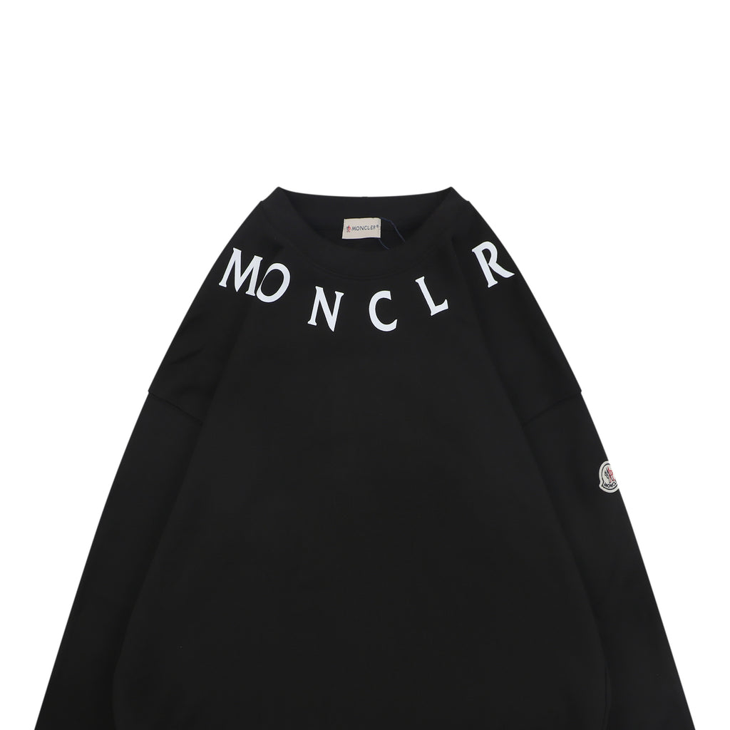 Moncler Black Neckline Lettering Print Crewneck Sweatshirt