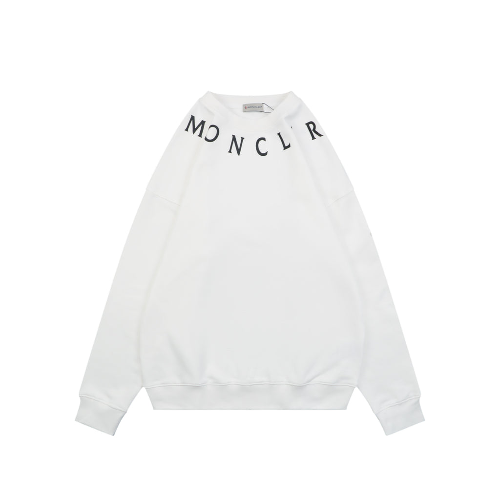 Moncler White Neckline Lettering Print Crewneck Sweatshirt