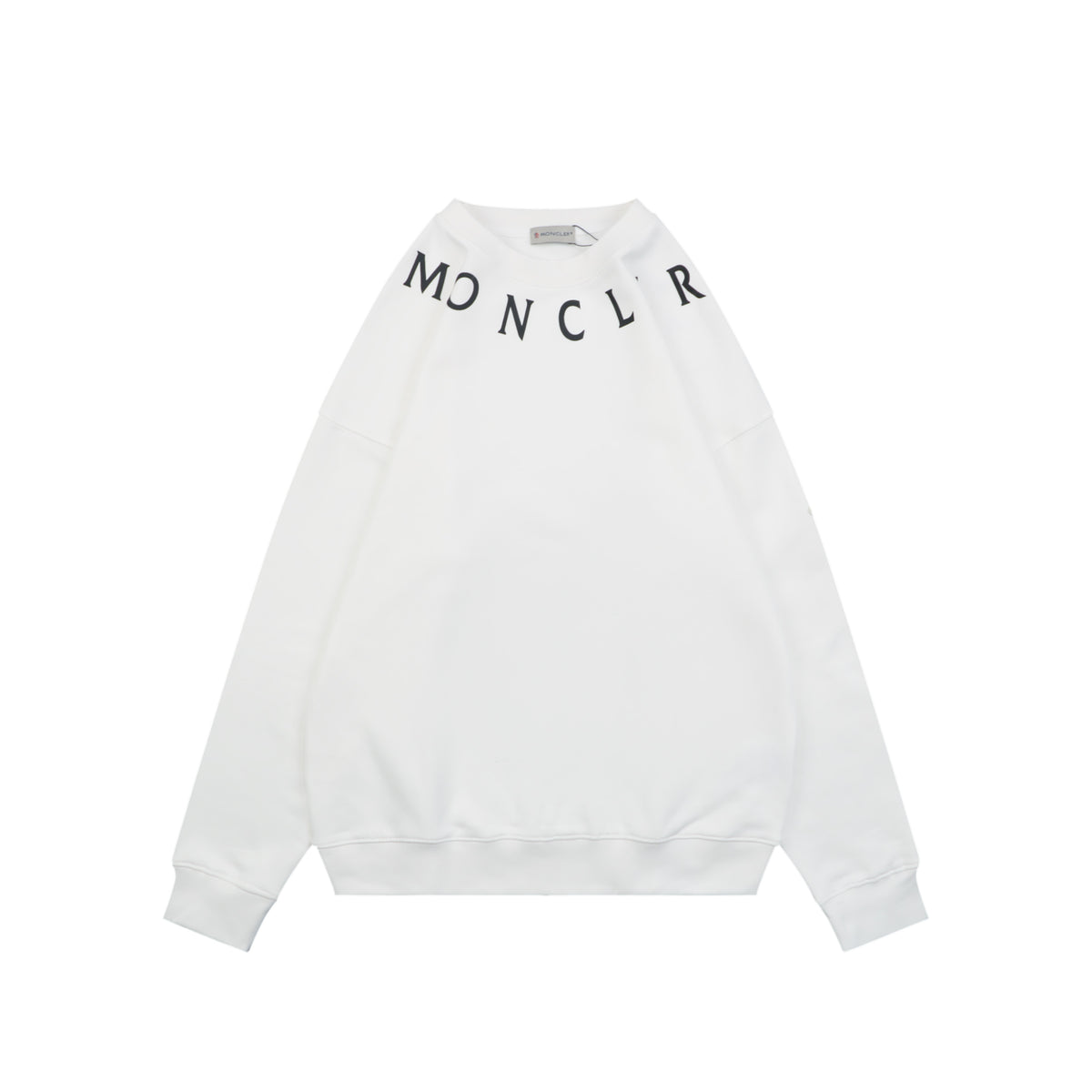 Moncler White Neckline Lettering Print Crewneck Sweatshirt