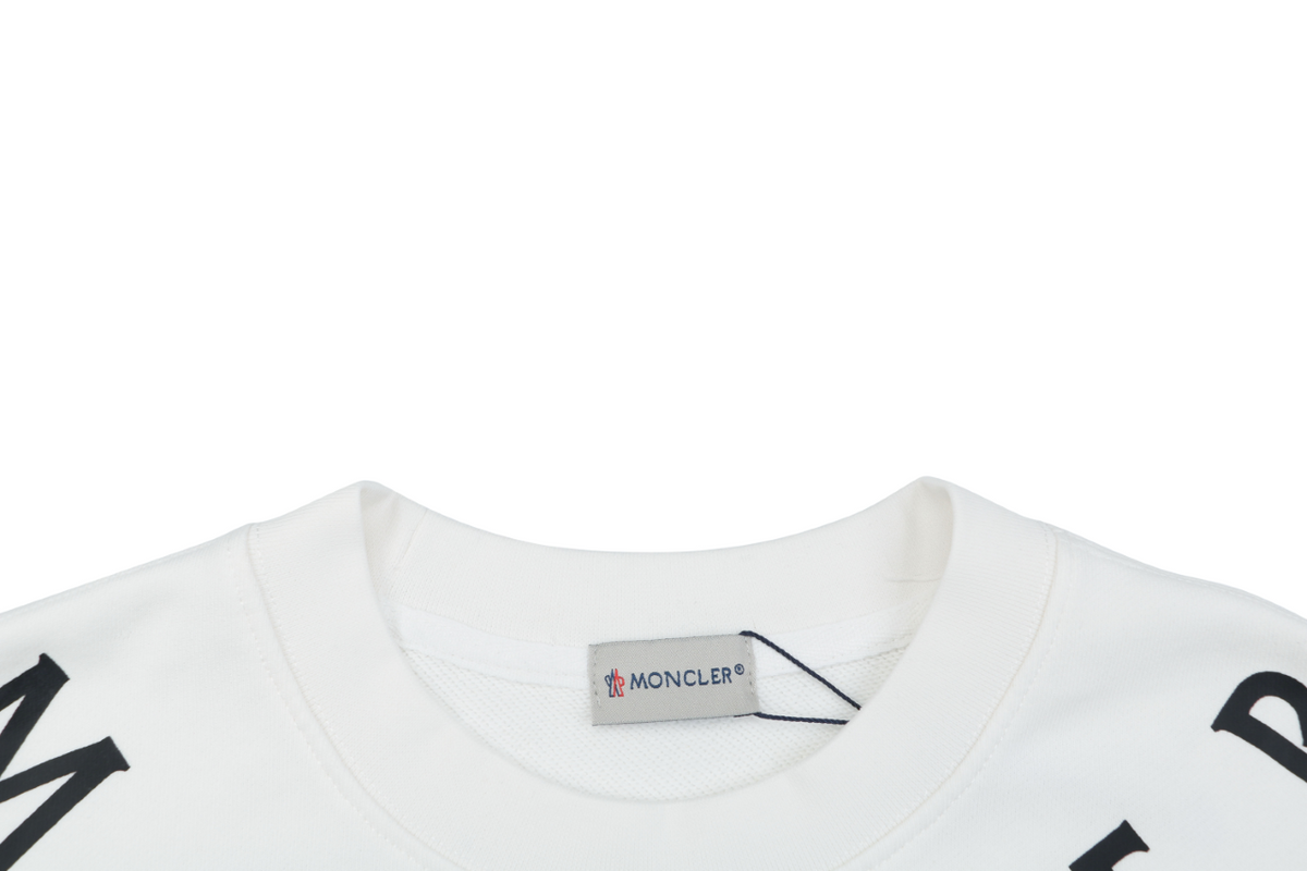 Moncler White Neckline Lettering Print Crewneck Sweatshirt