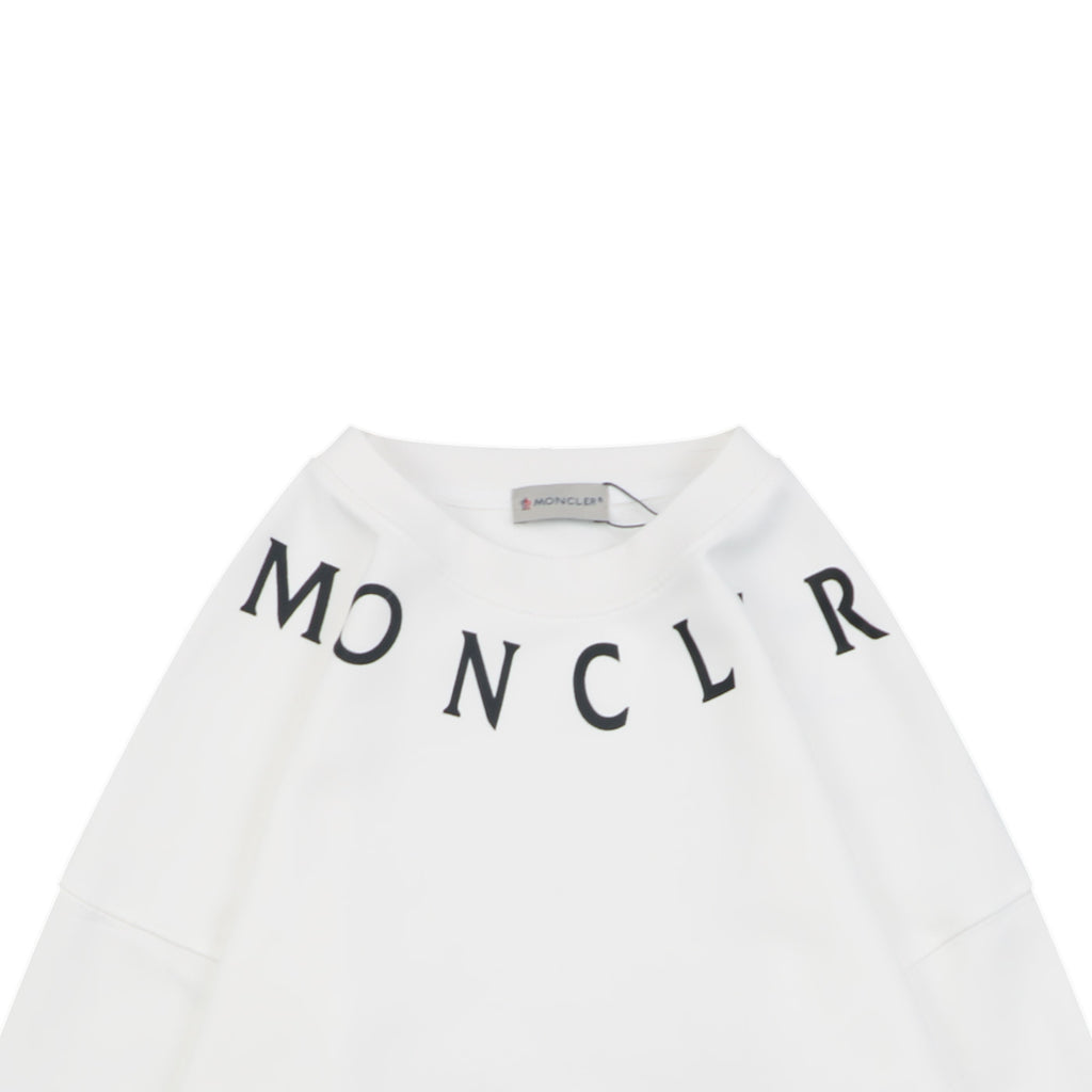 Moncler White Neckline Lettering Print Crewneck Sweatshirt
