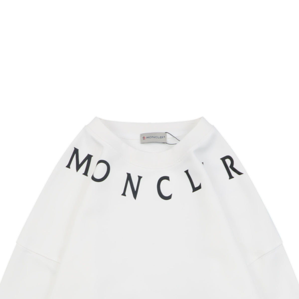 Moncler White Neckline Lettering Print Crewneck Sweatshirt