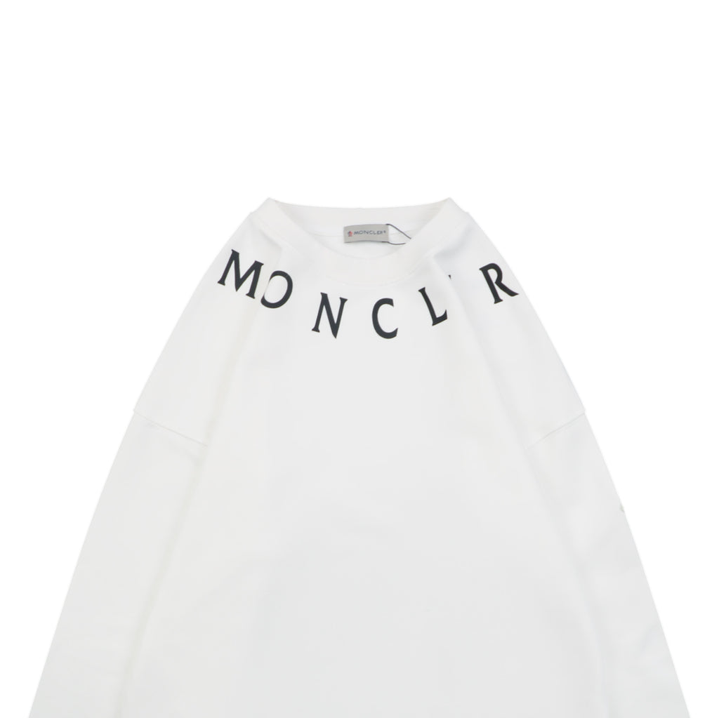 Moncler White Neckline Lettering Print Crewneck Sweatshirt