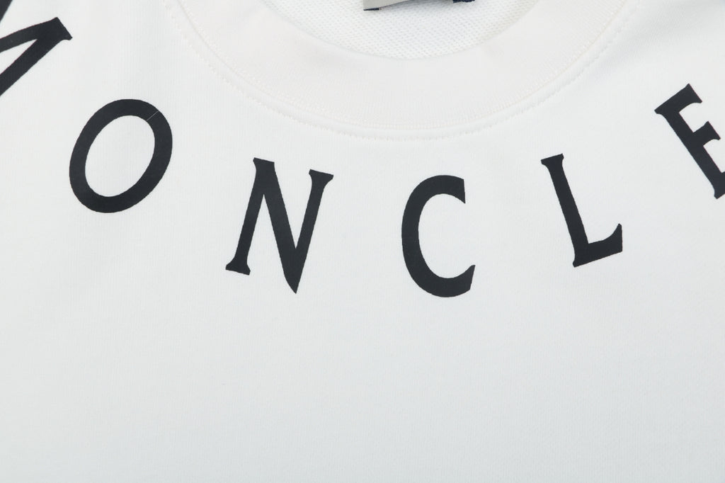 Moncler White Neckline Lettering Print Crewneck Sweatshirt