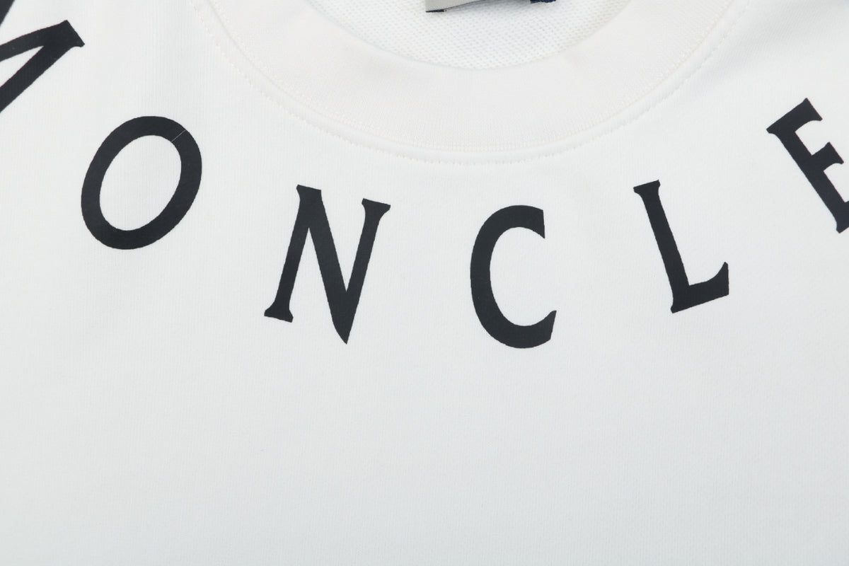 Moncler White Neckline Lettering Print Crewneck Sweatshirt