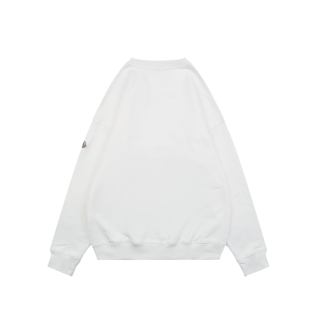 Moncler White Neckline Lettering Print Crewneck Sweatshirt